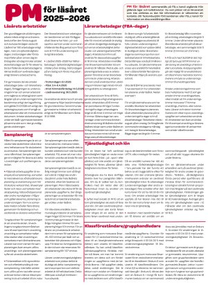 PM för läsåret 2025-2026